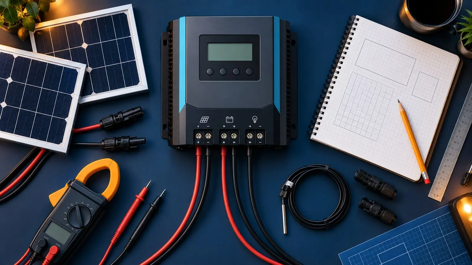 MPPT solar charge controller sizing calculator diagram